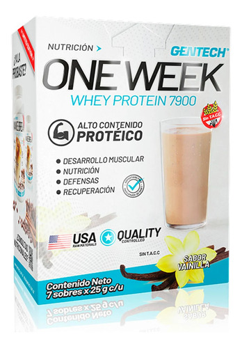 Gentech One Week Whey Protein 7 Sobres X 25grs