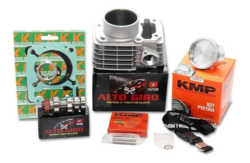 Kit Kmp 222cc 70mm + Comando Eixo Bruto P/titan/fan/bros 150