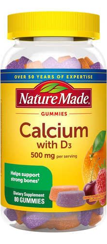 Nature Made Calcio 500 Mg Con Vitamina D3 80 Gomitas Sabor Cereza Naranja Y Fresa