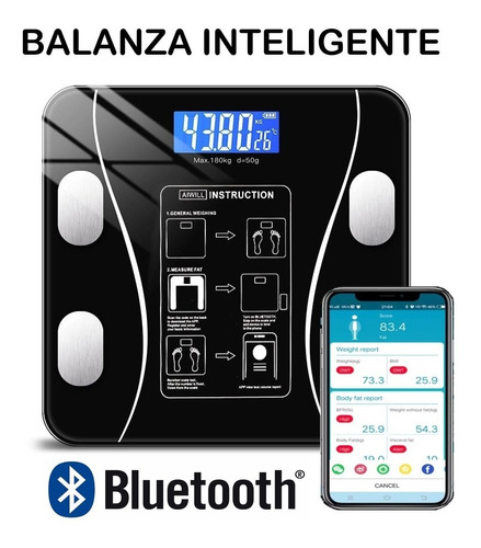 Balanza Inteligente Bluetooth 180 Kilos Bascula Corporal