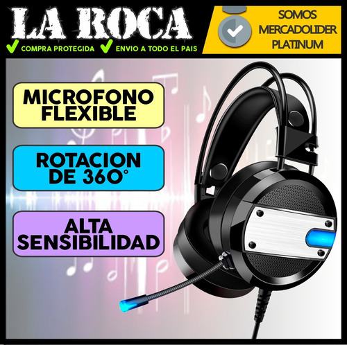 Auricular Gamer Sonido 7.1 Microfono Luz Led Gaming