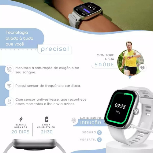 Smartwatch Redmi Watch 4 Pulseira Tpu Preto Mesh Preto Cinza