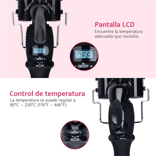 Imagen 5 de 6 de Tenaza Rizadora Cabello Para Ondas 3 Barriles 25mm