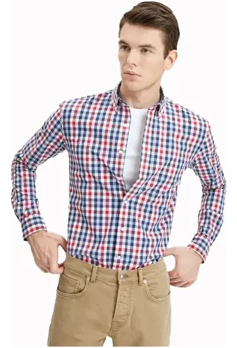 Camisas De De Negocios De Rayas Cuadros Hombre Lamluck Cuotas