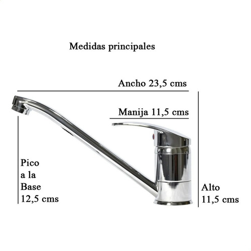 Imagen 2 de 7 de Canilla Cocina Cuello Largo Mesada Monocomando - 01enlinea