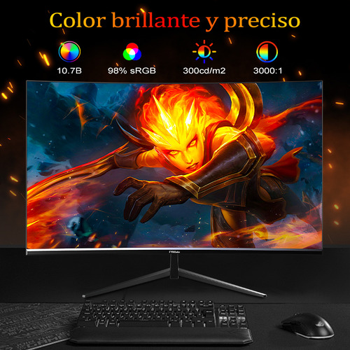 Monitor Gamer Curvo Fyhxele 27" 2K Qhd lcd 165Hz 1ms Hdmi/dp FreeSync Negro 127V