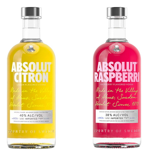 Vodka Absolut Raspberry + Absolut Citron 750ml Duo Pack