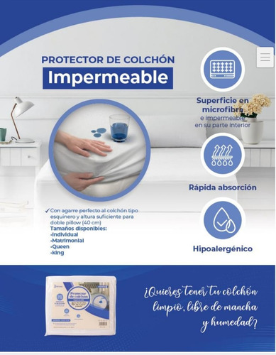 Protector De Colchon Impermeable Individual Liso Cod.25