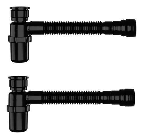 2 Sifao Copo Universal Sanfonado Astra Preto P/ Banheiros