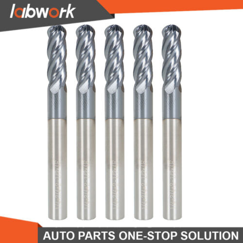 Labwork 5 Pcs End Mill 1/4  4 Flute Ball Nose 3/4  Loc 2 Aaf