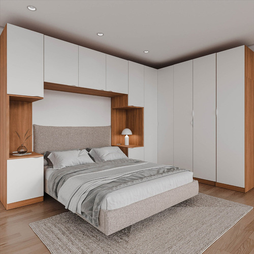 Guarda Roupa Modulado De Casal 12 Portas 6 Peças 2 Mesas De