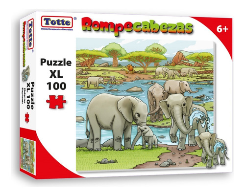 Rompecabezas Totte Elefantes 100 Piezas Extra Grandes | Terminados de 1a