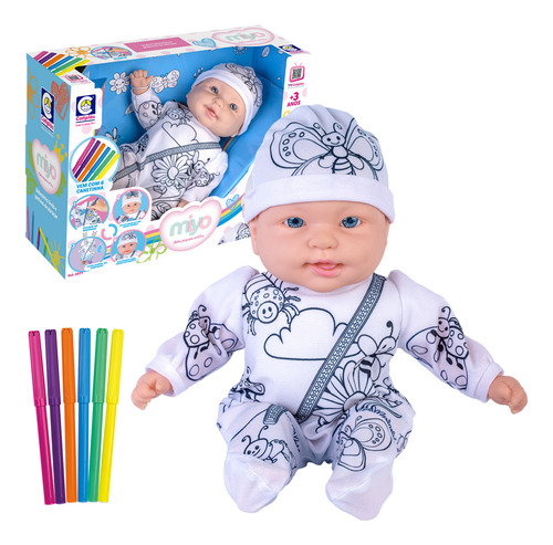 Boneca Miyo Para Colorir Com 6 Canetinhas
