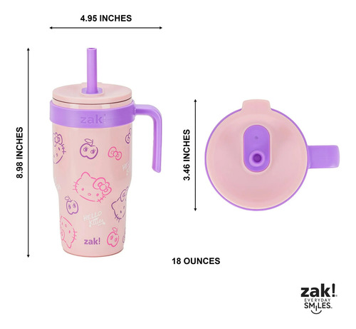 Zak Vaso Con Popote Termos Acero Inoxidable Personajes 532ml