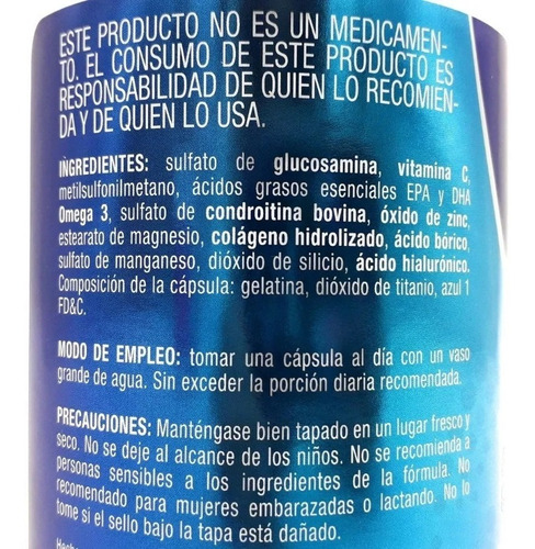 Suplemento Olnatura Just JustFx Glucosamina Condroitina con ácido hialurónico y colágeno 120 cápsulas