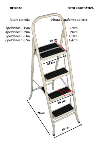 Imagen 2 de 4 de Escalera Metalica Plegable 4 Escalones Reemplaza Banqueta