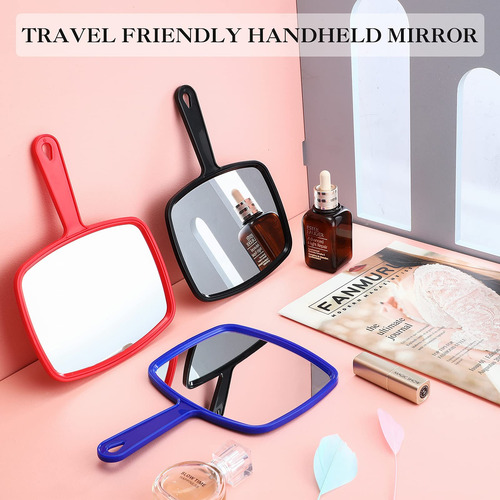 3 Pieces Hand Mirror Handheld Cosmetic Mirror With Handle, M