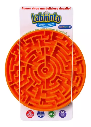 Labirinto Laranja P Pet Games-Tapete para Lamber e Comedouro para