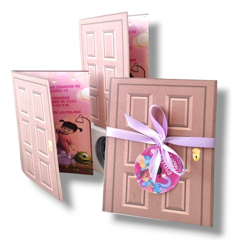 50 Invitaciones Tema Monsters Inc Puerta Boo Personalizadas 