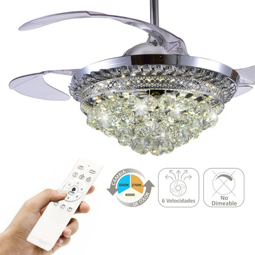Ventilador De Techo 3 Tonos De Luz Led Y 6 Velocidades Jwj