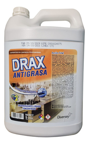 Drax Antigrasa Desengrasante Liquido Conc. X 5 Lts Diversey
