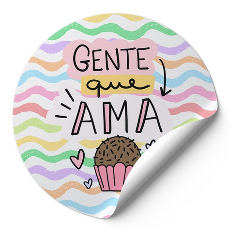 48 Tag Etiquetas Adesivo Comida Amor Brigadeiro Doce Bunniê