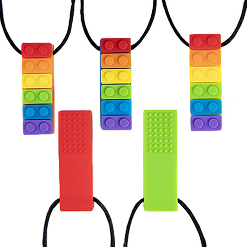 Collar De Silicona Para Masticar Con Forma De Arcoíris, 5 Un
