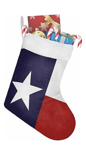 Calcetín Navideño Con Bandera De Texas