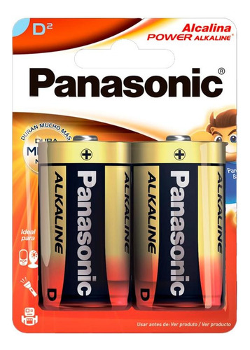 Pilha Panasonic Alcalina Grande Cartela 2 Pecas  Lr20xab/2b