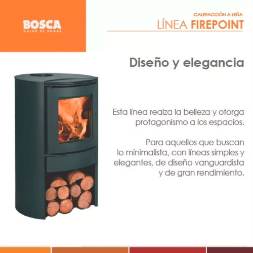 Imagen 4 de 10 de Salamandra Bosca Firepoint 380 Estufa A Leña 180m2 9500 Kcal