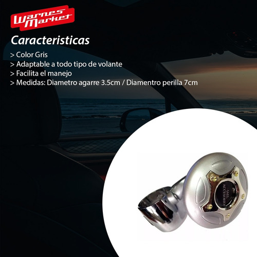 Imagen 4 de 7 de Bocha Pomo Facil Manejo Gira Volante Auto Universal Gris