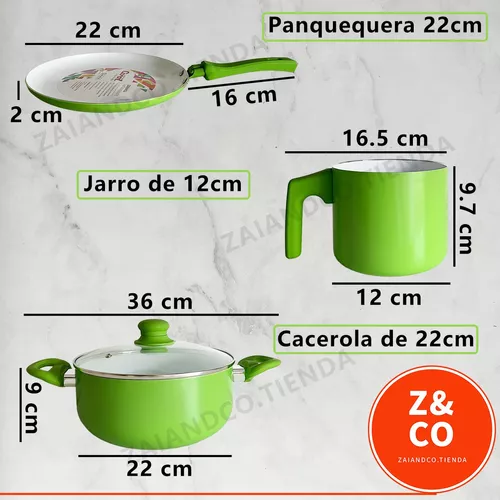 Set Juego Ollas Bateria De Cocina Ceramica + Utensillos 8pz
