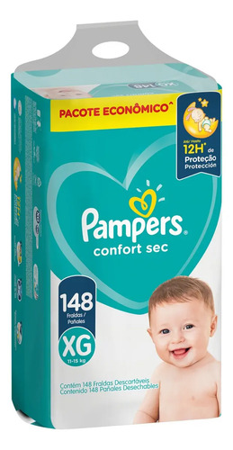 Fraldas Pampers Confort Sec XG x 148 unidades
