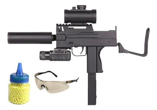 Fusil-pistola-airsoft-mac10-full Kit-resorte-paint-ball-6mm