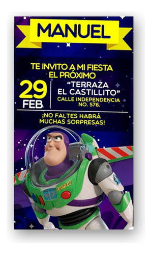 35 Invitaciones En Físico Y 1 Digital De Buzz Light Year