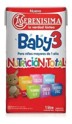 Leche de fórmula líquida Mastellone Hnos La Serenísima Baby 3 en brick de 12 de 1L - 12 meses a 2 años
