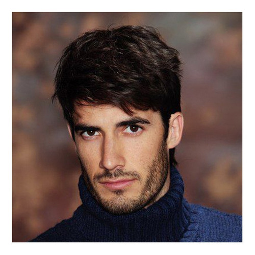 Imagen 7 de 9 de Peluca Para Hombre, Natural, Negra, De Fibra Corta, Para Hom