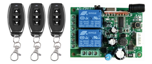 Receptor Inalámbrico 2 Canales 3 Controles Rem. 433mhz