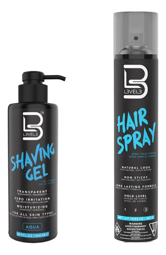 Kit Gel Shaving De Afeitar + Spray Para Cabello Level 3