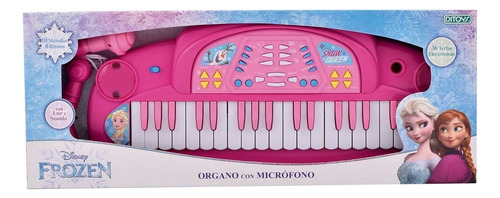 Juguete Organo Piano Frozen Disney Microfono Ditoys Luces Color Rosa