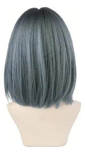 / Moda Mujer Peluca Natural Corta Color Azul Fibra Sintética