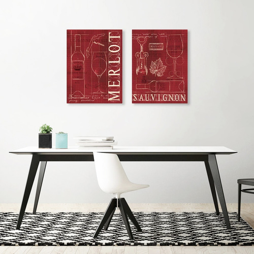 Cuadros Vinos Para Comedor Cocina Vintage Canvas C/ Bastidor Color Vino