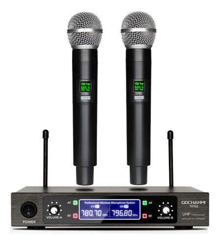 Microfono Gc Tk100 Inalambrico Uhf 2 Canales Mano Dinamico
