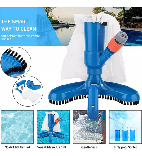 Kit De Limpeza Para Piscinas Fibra Vinil Alvenaria - 5 Em 1