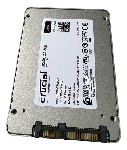 Ssd Interno Crucial, 2tb 3d Nand Sata, Ssd,prata E Azul