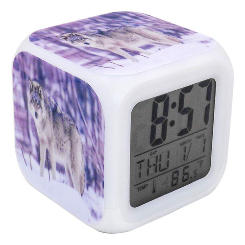 Reloj Despertador Digital Luz Led 3.0 In Color Blanco