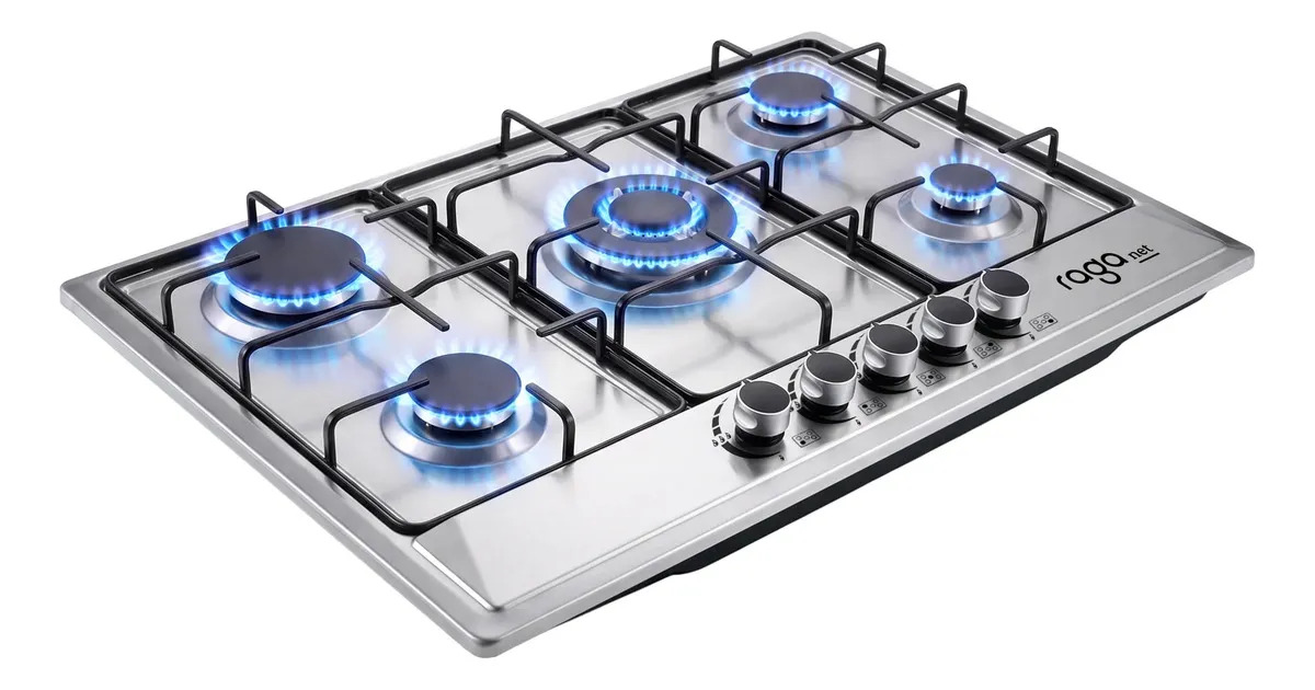 Estufa De Mesa/parrilla De Gas 5 Quemadores Acero Inoxidable Color Plateado