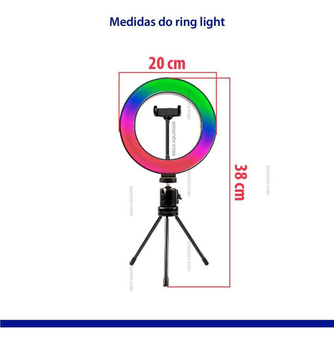 Anel De Luz Ring Light Colorido Gravar Vídeo Com Tripé Mj20