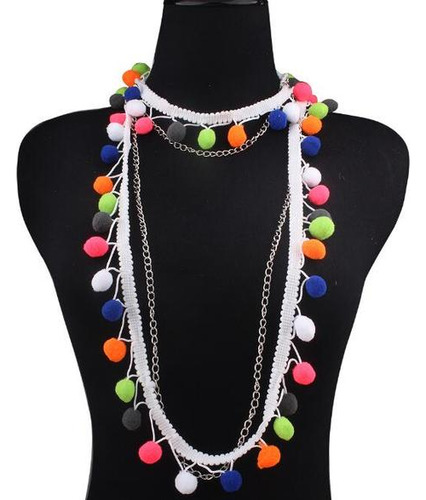 Colgante De Bola Bohemia Para Mujer, Collar Largo  E004