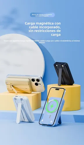 スマホアクセサリー Wireless Powerbank 10,000mAh Power Bank 10000mah Inalambricomagnetico Paraiphone12-17azul